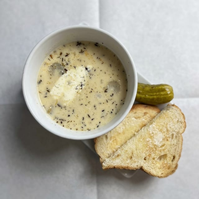 Spicy Cream of Chicken and Wild Rice Soup.