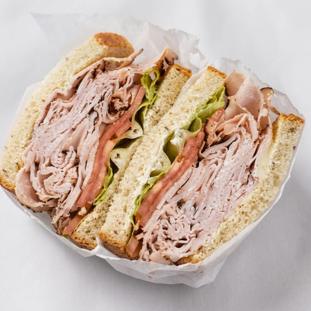 Natural Turkey Pastrami Sandwich.